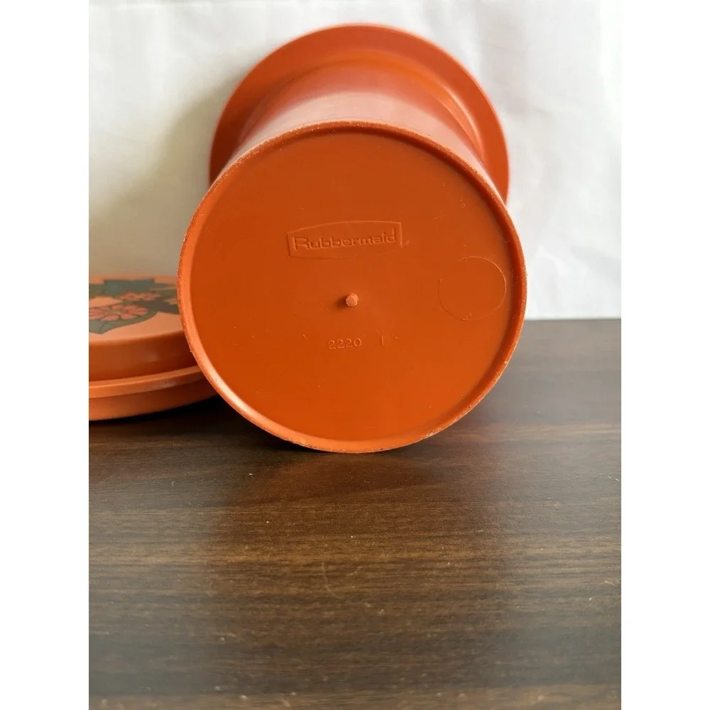 Vintage Retro Rubbermaid Orange Flower power nesting Canister Set 3pc with Lids